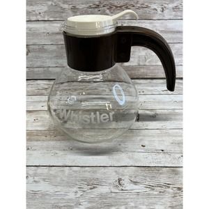 Vintage GEMCO - THE WHISTLER Coffee Pot 8 Cup Glass Stove Top Tea Kettle Carafe